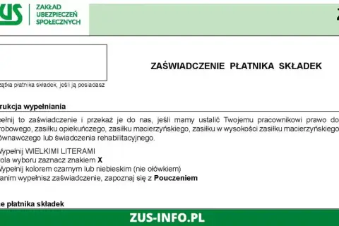 Zaświadczenie Z-3 ZUS, przykładowo wypełnione, zawiera instrukcje dotyczące ustalania prawa do zasiłków.