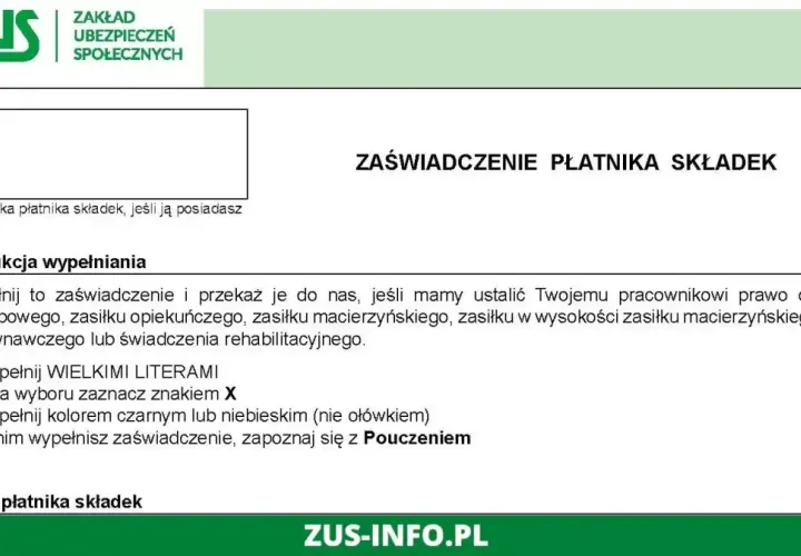 Zaświadczenie Z-3 ZUS, przykładowo wypełnione, zawiera instrukcje dotyczące ustalania prawa do zasiłków.