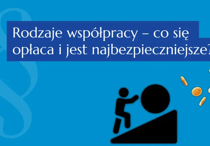 Rodzaje współpracy: b2b a umowa o pracę. Grafika symbolizuje trudności i zyski związane z wyborem formy zatrudnienia.