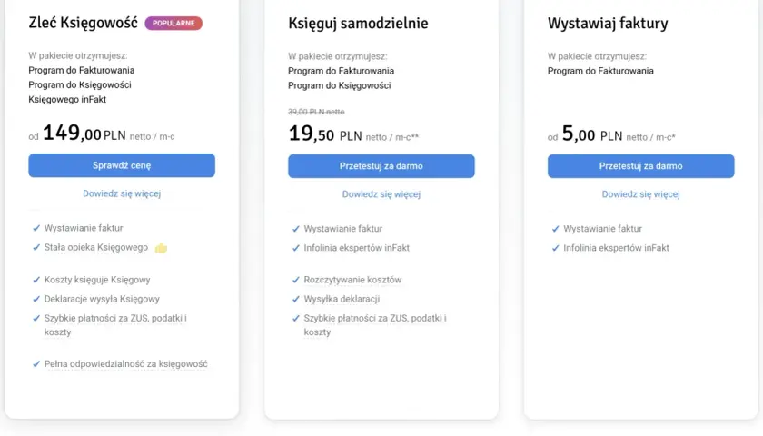 Oferty b2b podatki: Zleć księgowość od 149 zł, księguj samodzielnie od 19,50 zł, wystawiaj faktury od 5 zł.