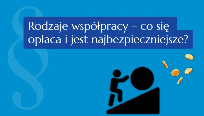 Rodzaje współpracy: b2b a umowa o pracę. Grafika symbolizuje trudności i zyski związane z wyborem formy zatrudnienia.