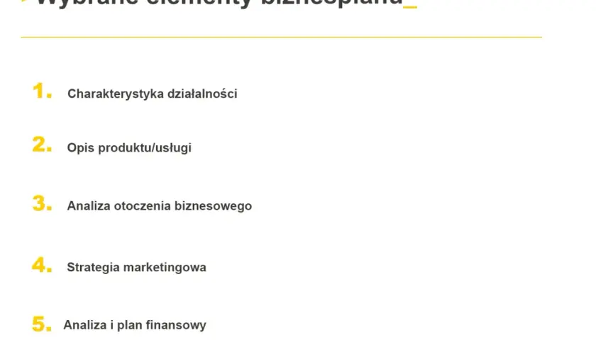 Kluczowe elementy biznesplanu: charakterystyka, opis produktu, analiza otoczenia, strategia marketingowa i plan finansowy. Dowiedz się, jak napisać biznesplan.