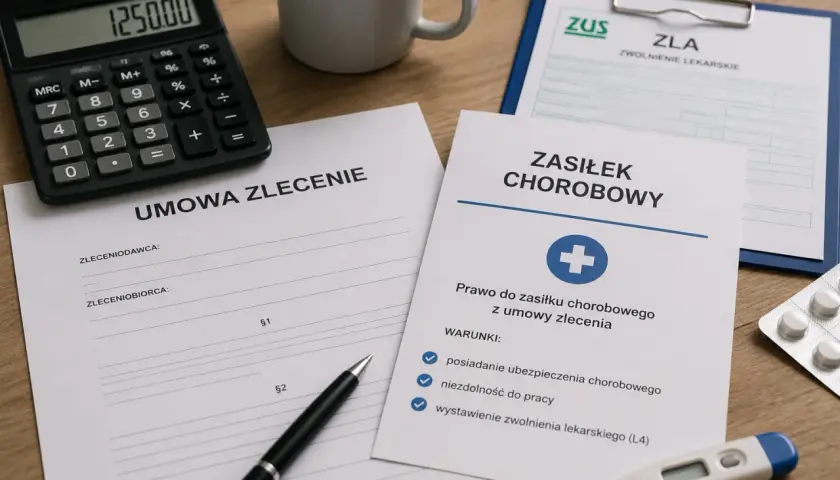 Dokumenty dotyczące umowy zlecenia i zasiłku chorobowego. Wymagane jest dobrowolne ubezpieczenie chorobowe umowa zlecenie.