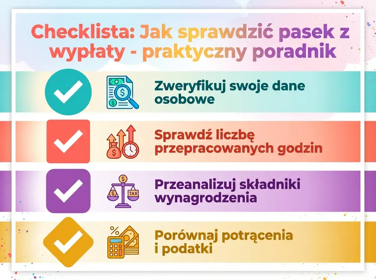 Checklista: Jak sprawdzić pasek z wypłaty. Zweryfikuj dane, godziny, składniki i potrącenia.
