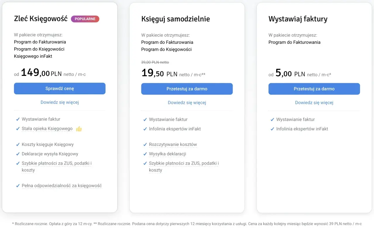 Oferty b2b podatki: Zleć księgowość od 149 zł, księguj samodzielnie od 19,50 zł, wystawiaj faktury od 5 zł.