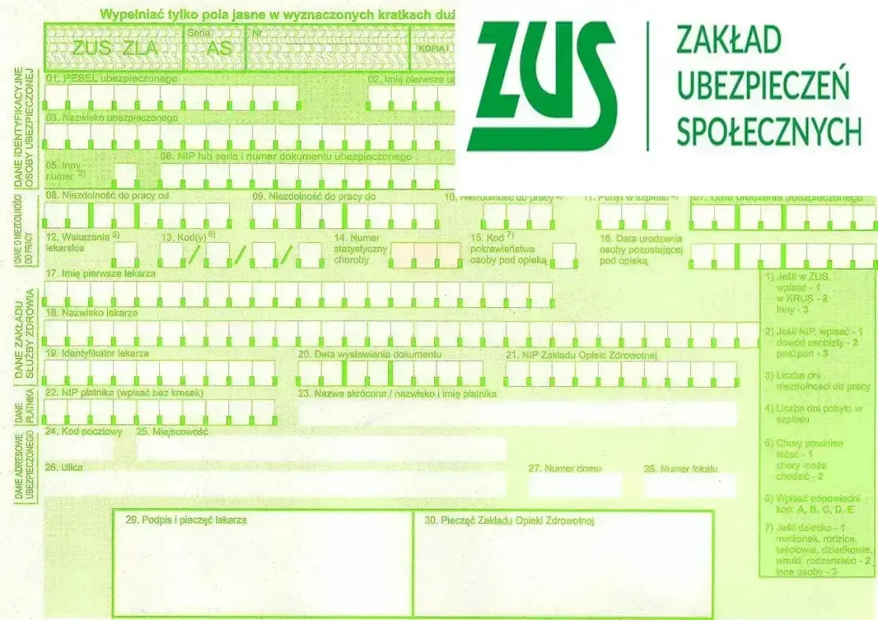Formularz ZUS ZLA. Czy trzeba płacić ZUS? Ten druk służy do usprawiedliwiania nieobecności w pracy, np. z powodu choroby.