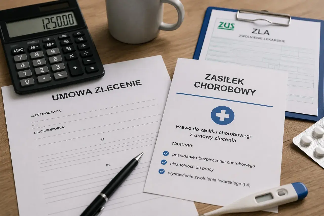 Dokumenty dotyczące umowy zlecenia i zasiłku chorobowego. Wymagane jest dobrowolne ubezpieczenie chorobowe umowa zlecenie.