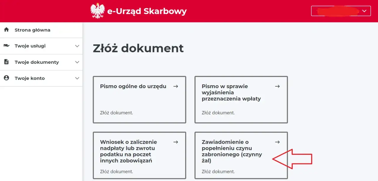 Zawiadomienie o popełnieniu czynu zabronionego (czynny żal) - wz&oacute;r. Możliwość złożenia PIT po terminie.